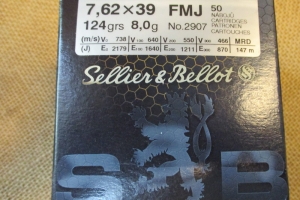 Sellier&Bellot 7.62x39 8g FMJ 50 kpl